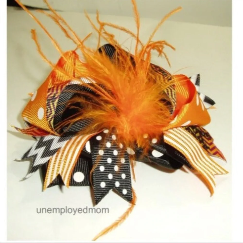 Halloween Headband Bow Baby Girls Feathers Hair Accessories Headwrap
